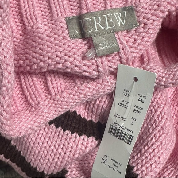 J. Crew 2025 Rollneck Sweater | Pink and Brown Stripe - Picture 3 of 8